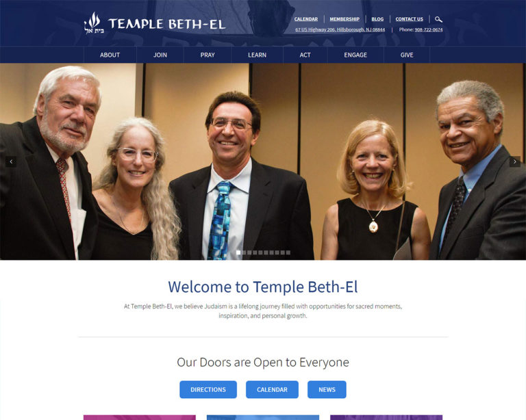 Temple Beth El - synagogue website design