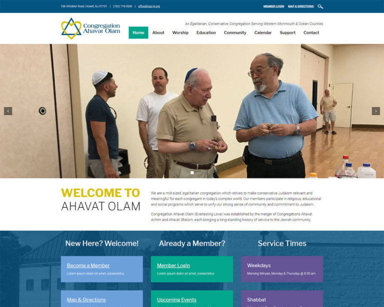 Congregation Ahavat Olam - synagogue website homepage