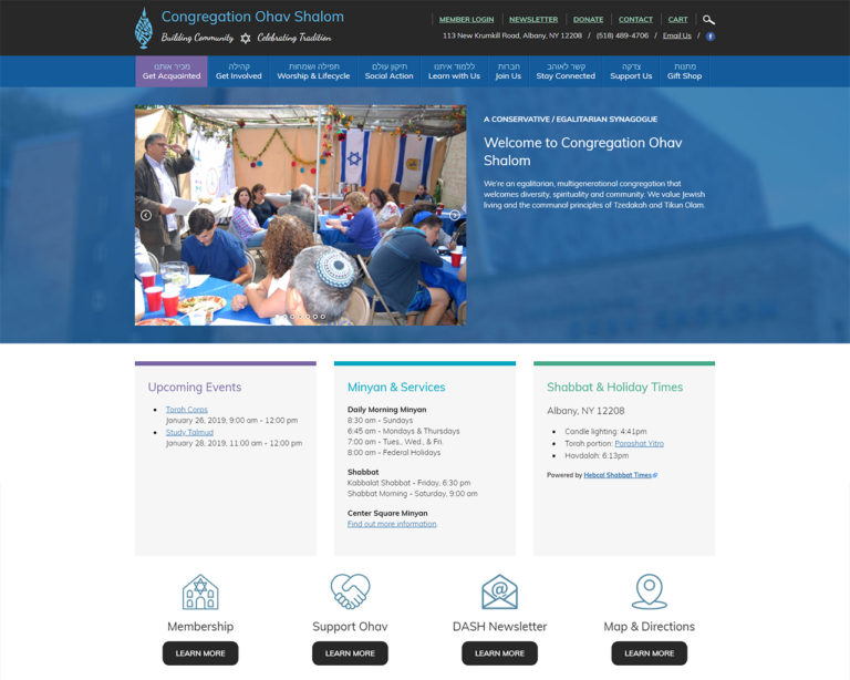 Ohav Shalom - synagogue website design