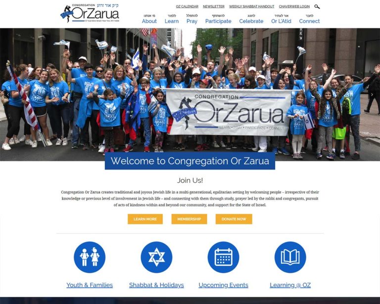 Congregation Or Zarua - synagogue website homepage